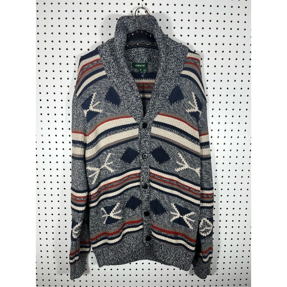 Orvis fair isle cardigan sweater size M